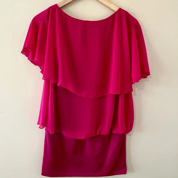 Le‎ Chateau| Fuchsia Off Shoulder Layered Mini-Dress, Size  US Small. - Picture 4 of 6